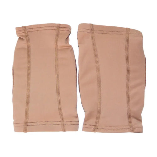 Ballet dance knee pads in skin colour and black options showing five size variations from XS to XL