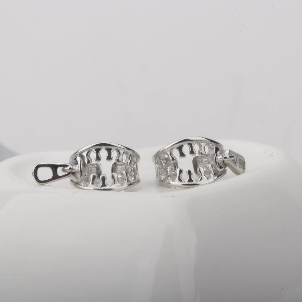 Copper geometric ear clip with zipper design detail and simple line elements
