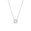 Mother of pearl shell flower necklace with copper chain in silver or gold finish