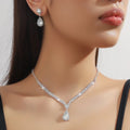 Claw chain necklace and earrings set with water drop rhinestone pendants in multiple colour options