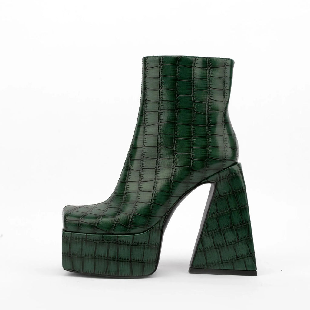 Women's artificial PU ankle boots with super high heel in solid colour options