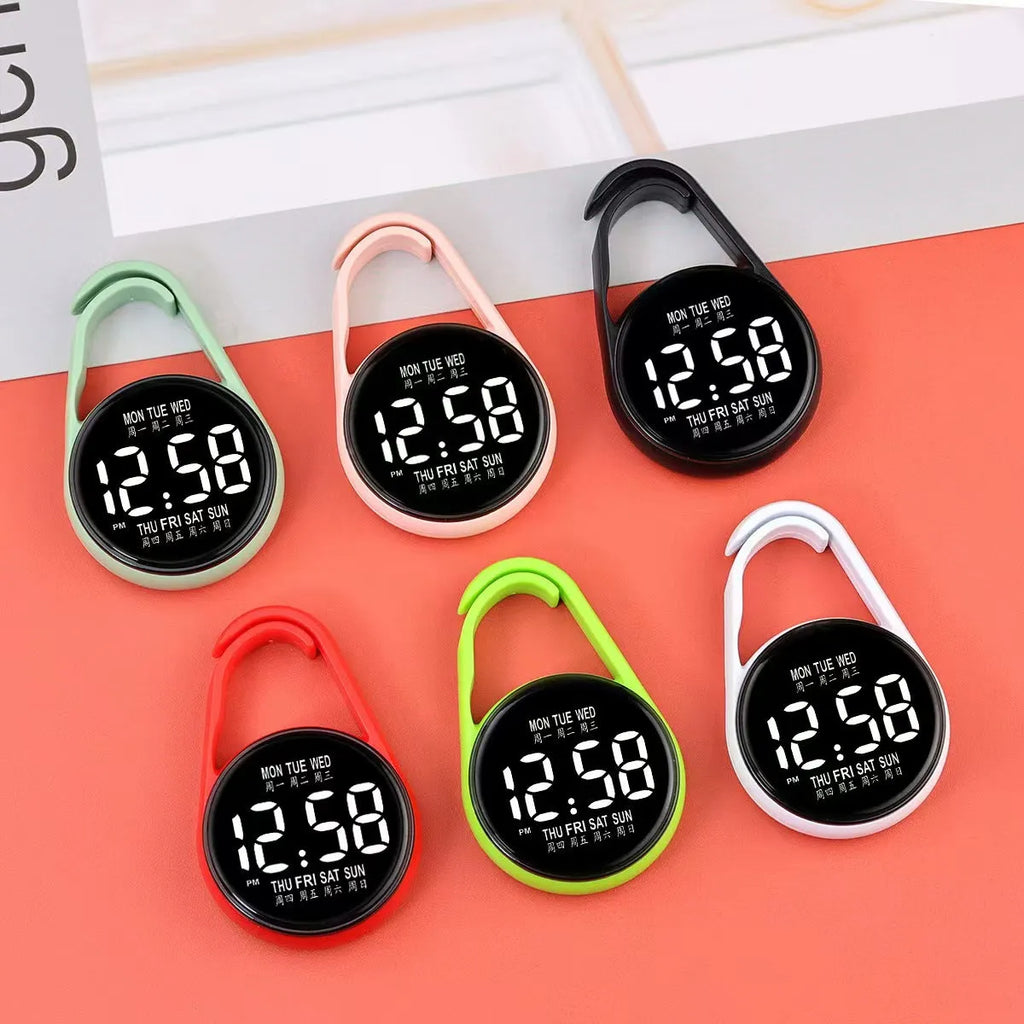 Digital LED electronic watch with luminous display and plastic strap in multiple colour options.