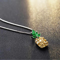 Silver plated geometric pineapple diamond necklace for women with copper white gold plating.