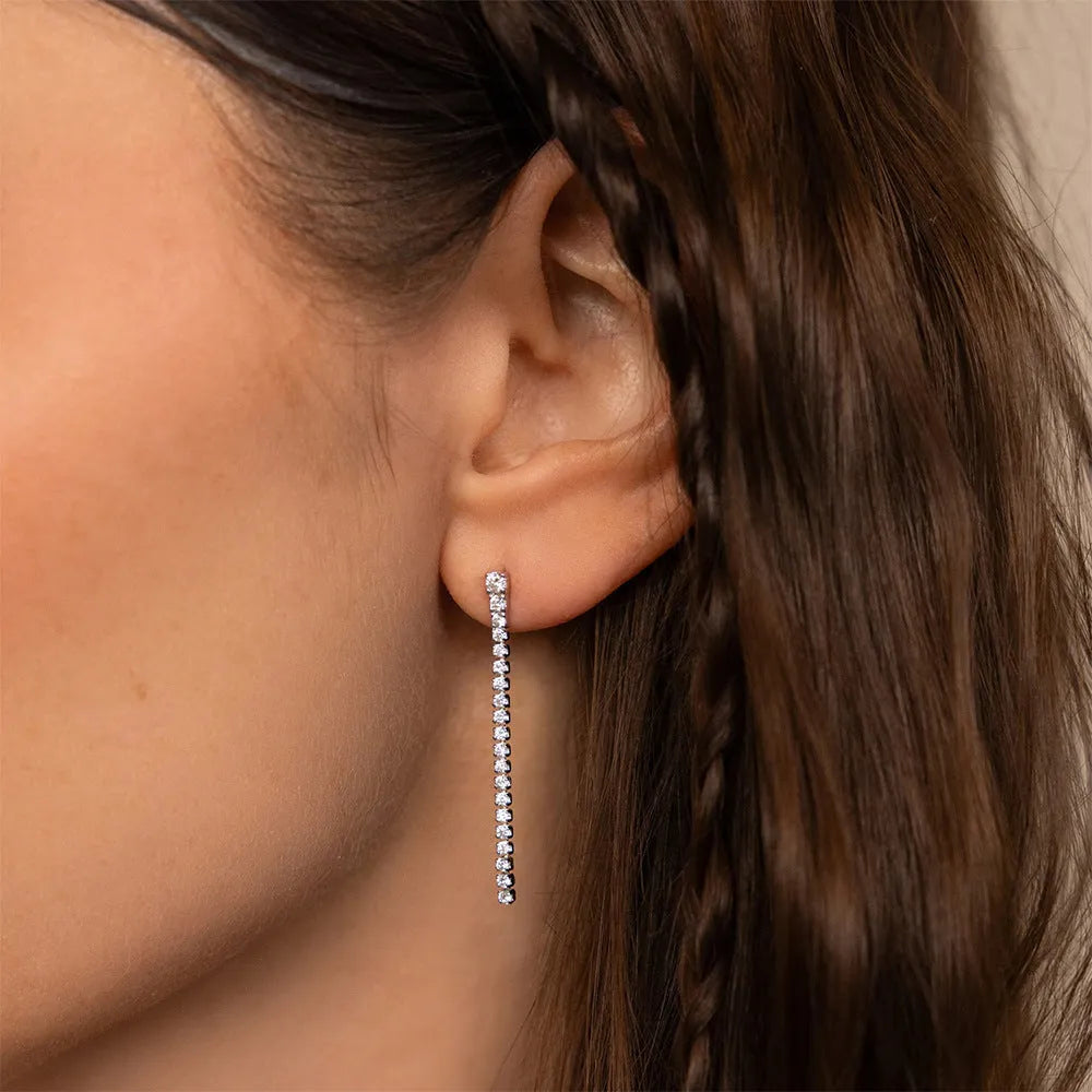 Stainless steel geometric zircon earrings with Chinese style elements in gold colour