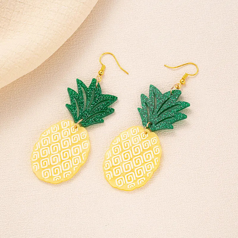 Drop shape acrylic ear hooks with coconut artocarpus design in one of five colour styles.
