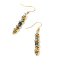 Geometric retro titanium steel dangle earrings with 18K gold-plated finish