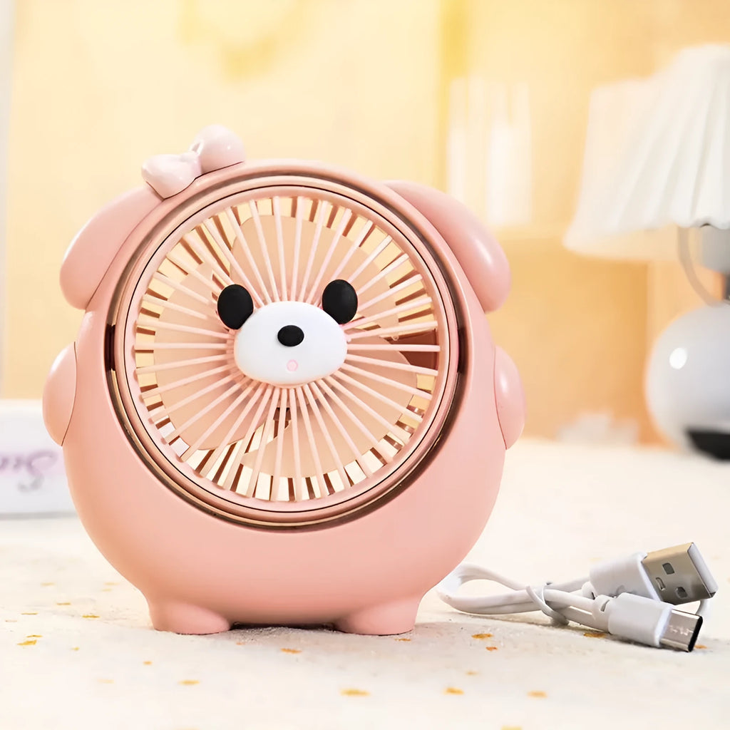 Cute dog design USB desktop electric fan with plastic housing in various colour options