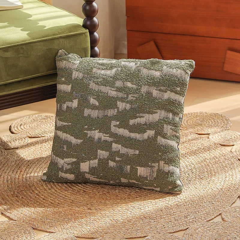 Square 45cm Jacquard woven cushion cover with a detailed retro floral pattern in Nordic style.
