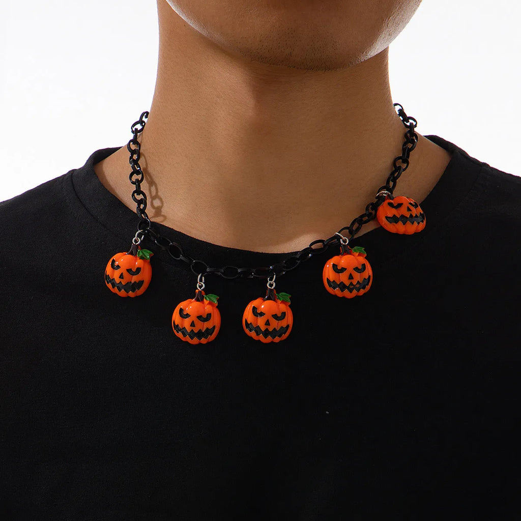 Halloween ghost pumpkin acrylic necklace with cartoon character modelling in mixed colour 06705