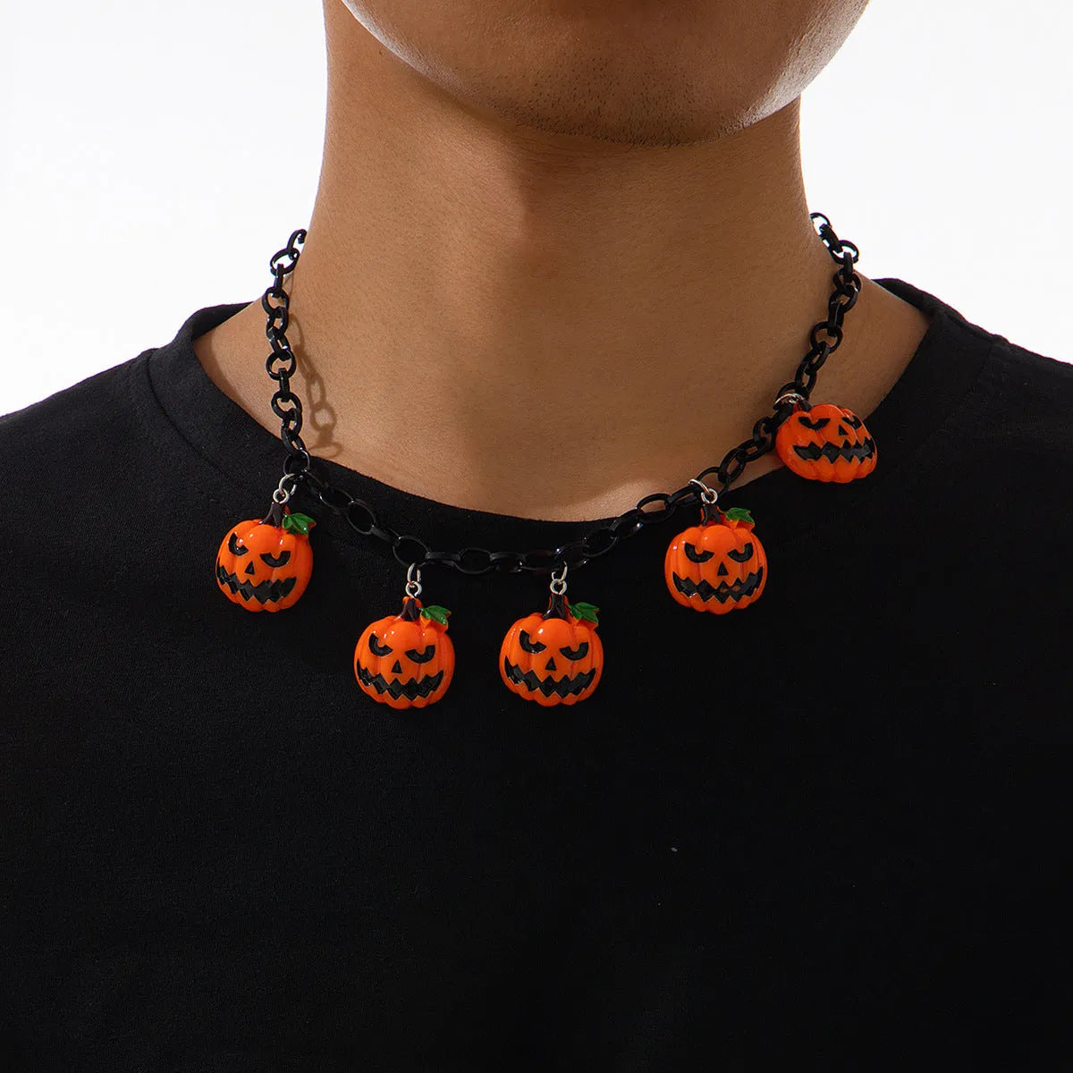 Halloween ghost pumpkin acrylic necklace with cartoon character modelling in mixed colour 06705