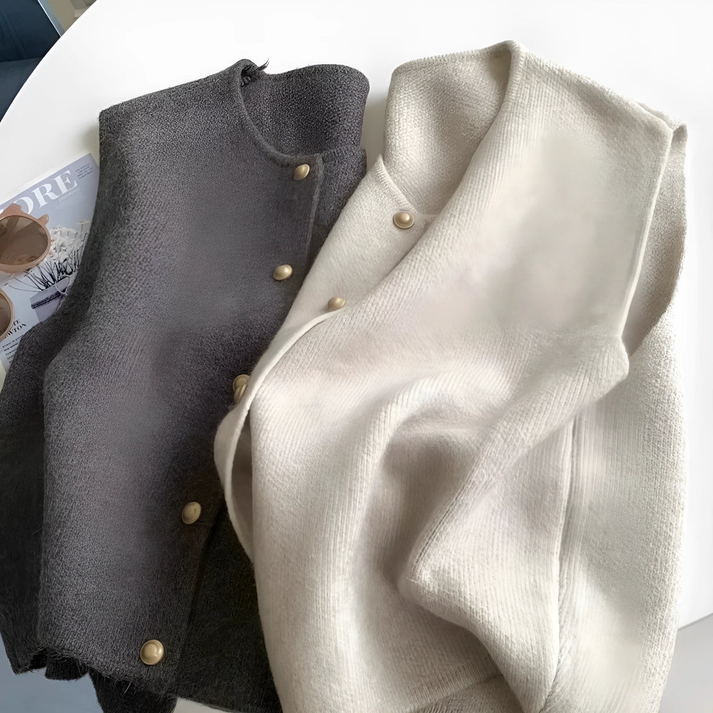 Polyester pullover vest in apricot colour with half sleeves for casual commute wear