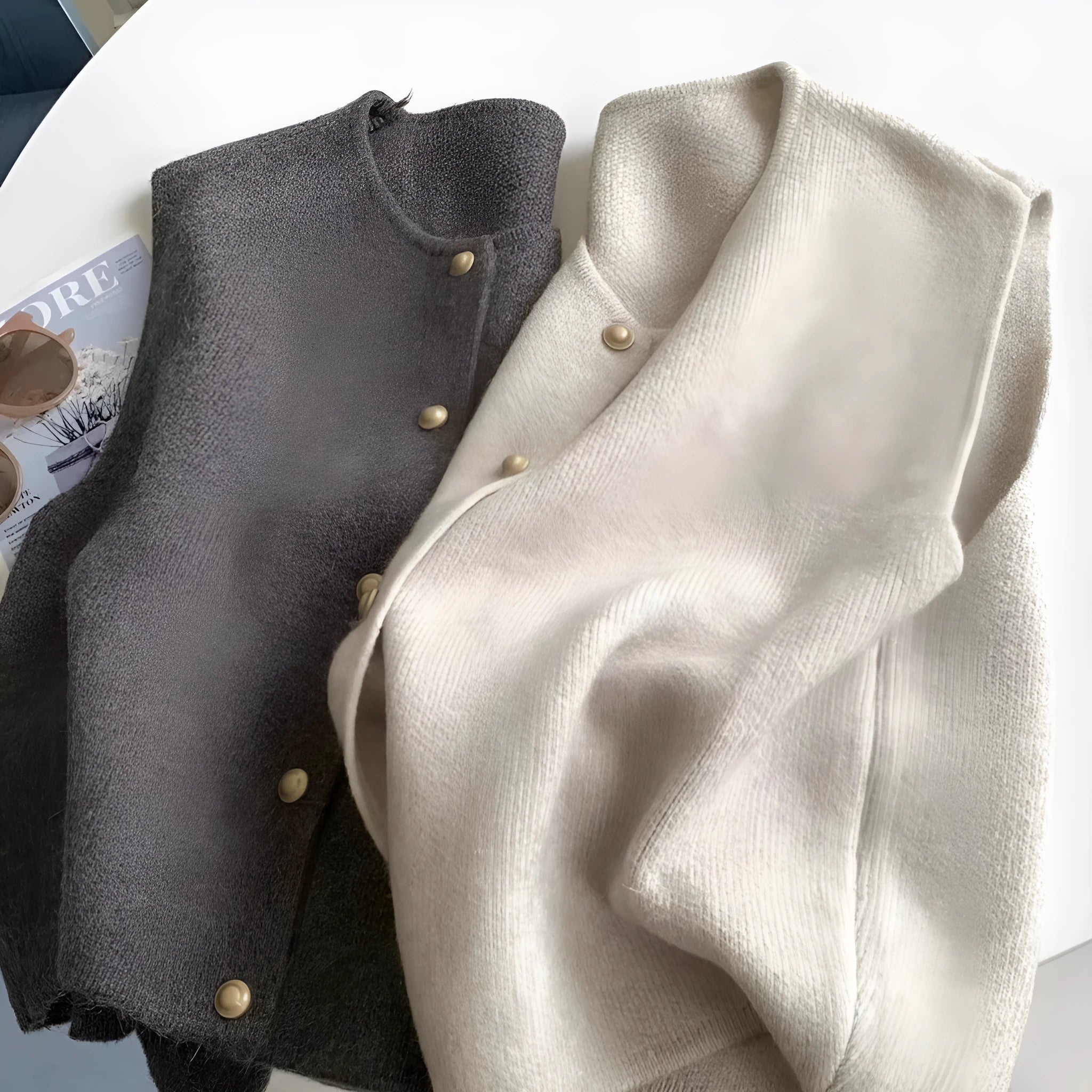 Polyester pullover vest in apricot colour with half sleeves for casual commute wear