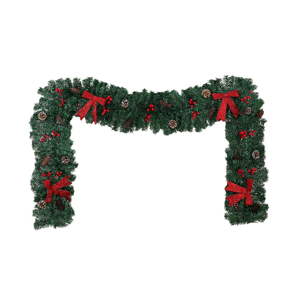 PVC rattan Christmas decorative cane with pine cone bow accent in European style design
