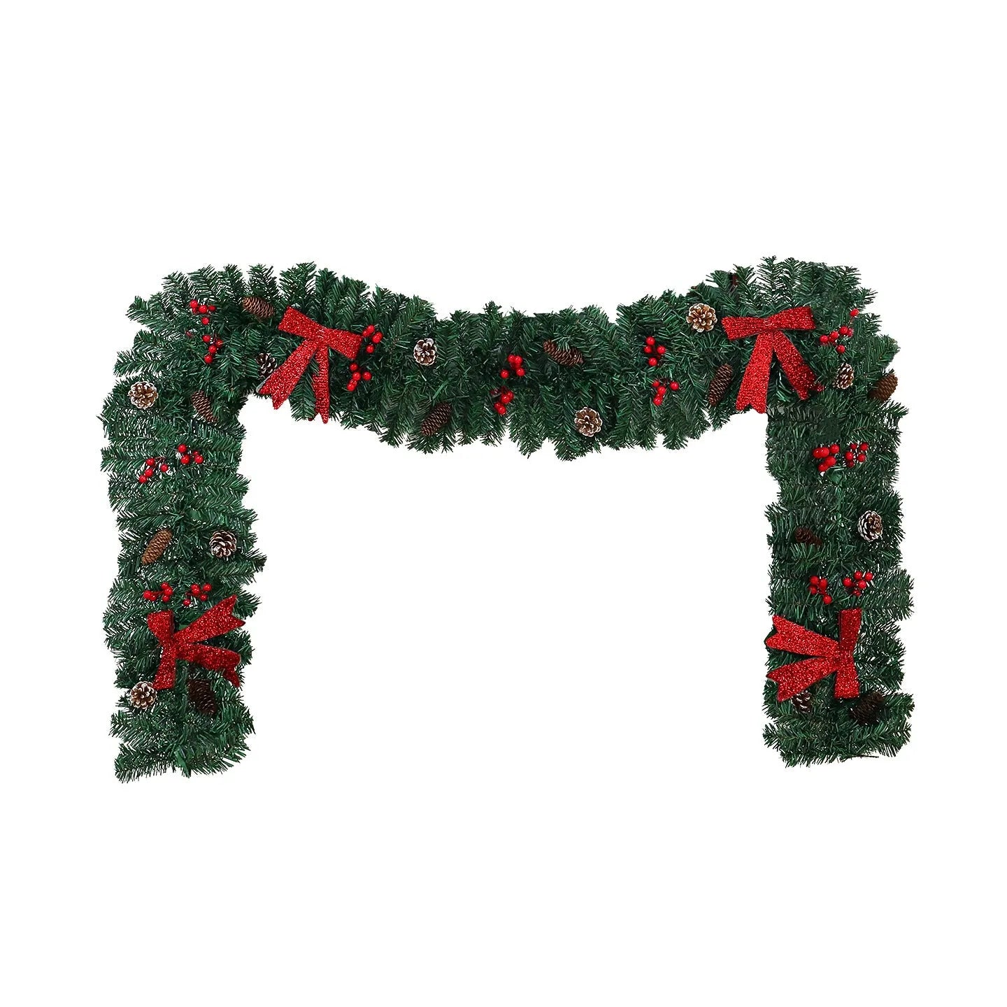 PVC rattan Christmas decorative cane with pine cone bow accent in European style design