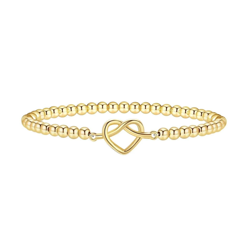 Adjustable stainless steel beaded bracelet with geometric round design in six electroplated colour options