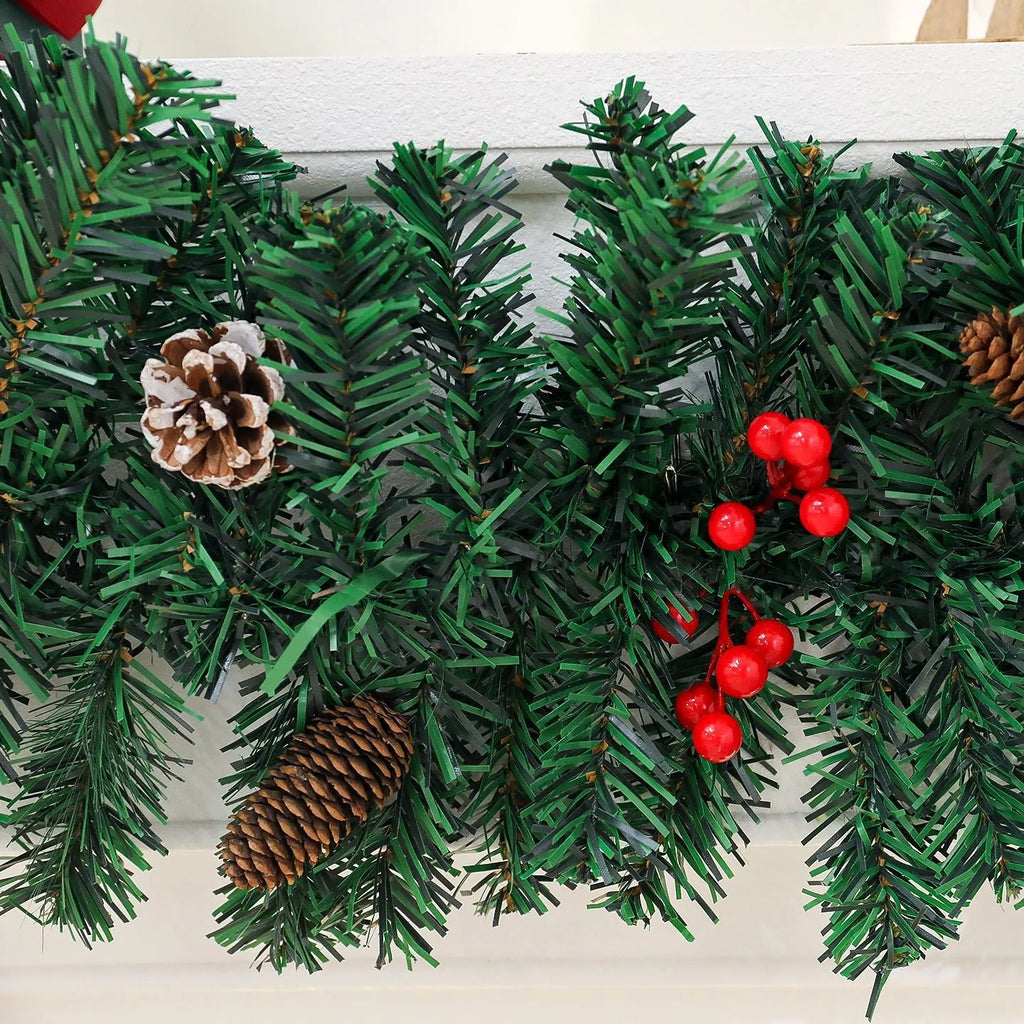 PVC rattan Christmas decorative cane with pine cone bow accent in European style design