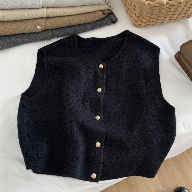 Polyester pullover vest in apricot colour with half sleeves for casual commute wear