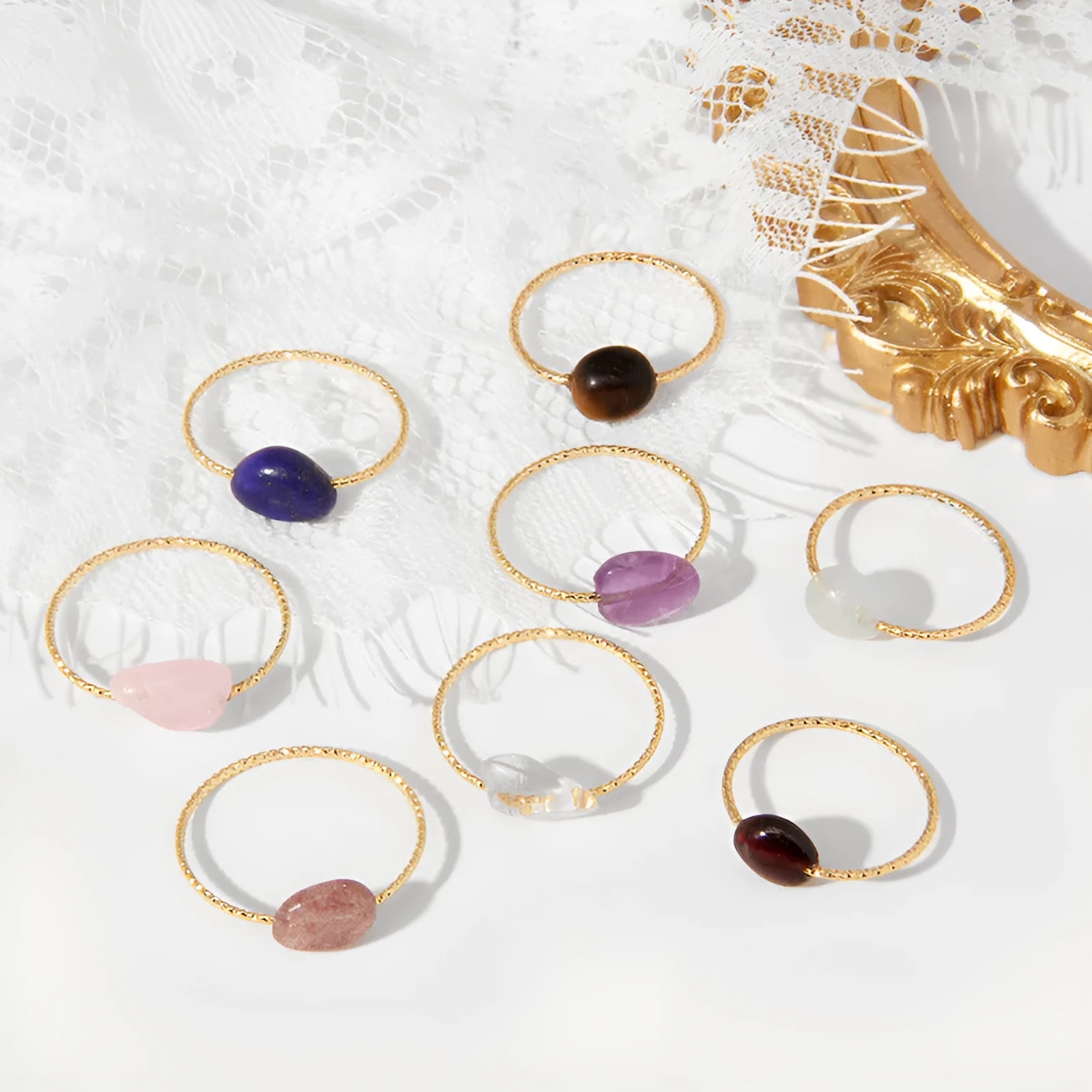 Original geometric design agate ring for women in a selection of colours.