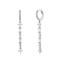 Sterling silver geometric U-shaped tassel earrings with micro-inlaid colourful zircon stones in clip-on design