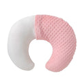 Multifunctional nursing pillow with milk spill prevention features in grey, light blue, pink and yellow colours
