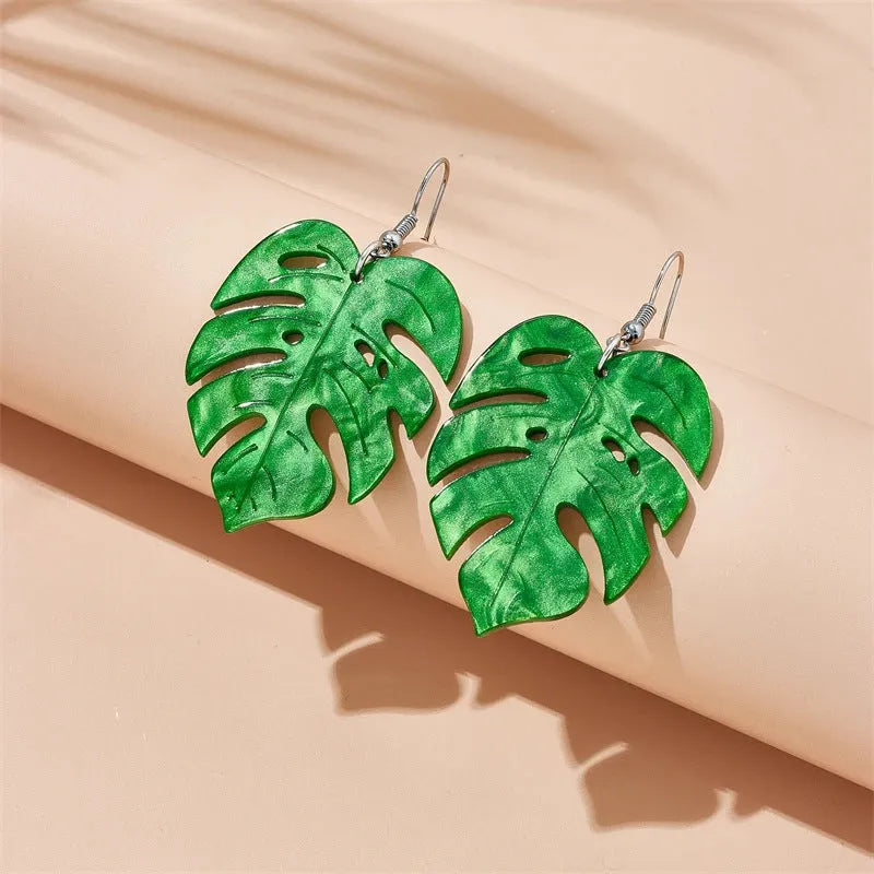 Drop shape acrylic ear hooks with coconut artocarpus design in one of five colour styles.