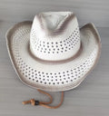 Brown leather velvet Western cowboy hat with curved edge brim and conical crown