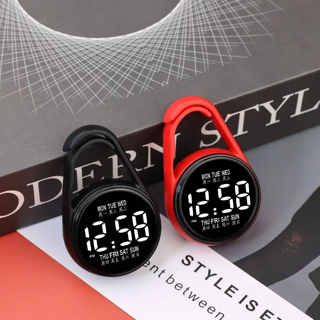 Digital LED electronic watch with luminous display and plastic strap in multiple colour options.
