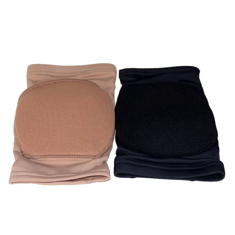 Ballet dance knee pads in skin colour and black options showing five size variations from XS to XL