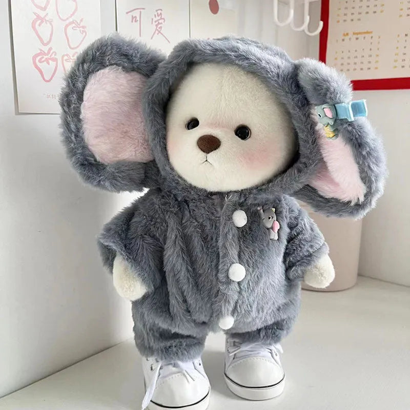 Grey elephant jumpsuit doll clothes for 30cm Lina bears in plush material