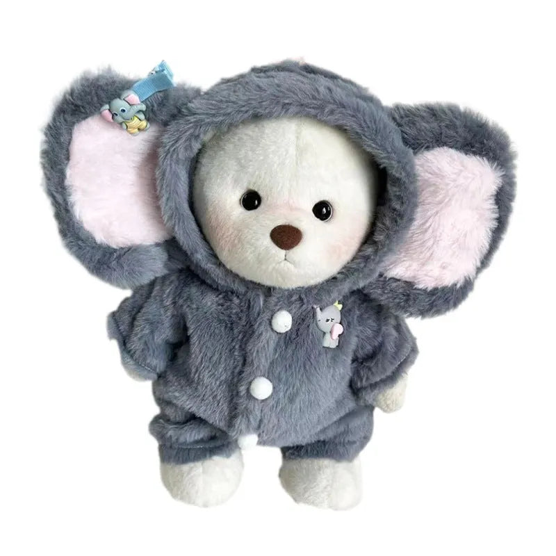 Grey elephant jumpsuit doll clothes for 30cm Lina bears in plush material