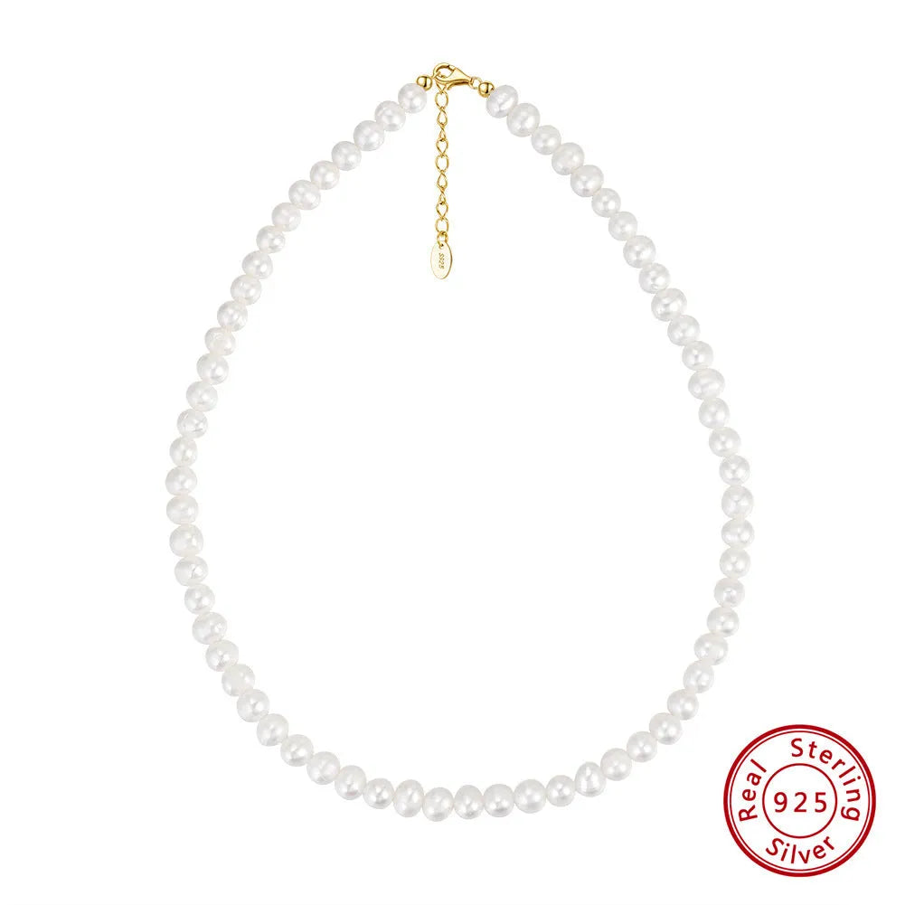 Adjustable sterling silver necklace with 6-7mm freshwater pearl pendant