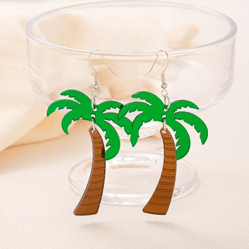 Drop shape acrylic ear hooks with coconut artocarpus design in one of five colour styles.