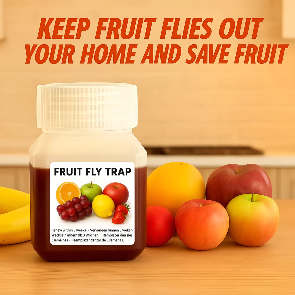Fruit fly bait liquid bottle with funnel and non-funnel specification options for indoor pest control