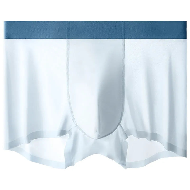 Men's ice silk shorts in bean green with a seamless mid-waist design