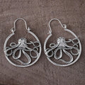 Vintage octopus earrings in antique silver finish, zinc alloy costume jewellery with animal zodiac design