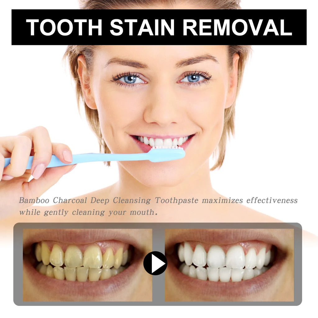 Bamboo charcoal bright white stain removing toothpaste in 30ml tube