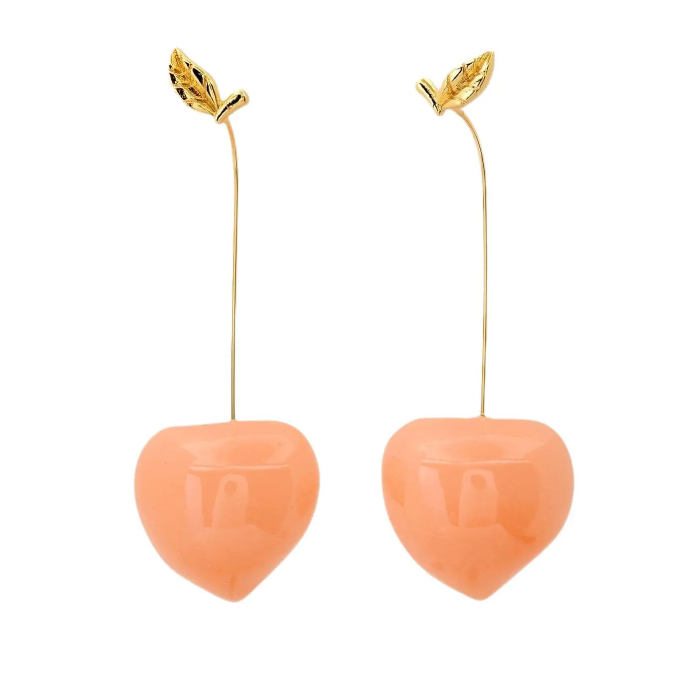 Gold plated fruit and vegetable design earrings showing carrot, orange and blueberry styles