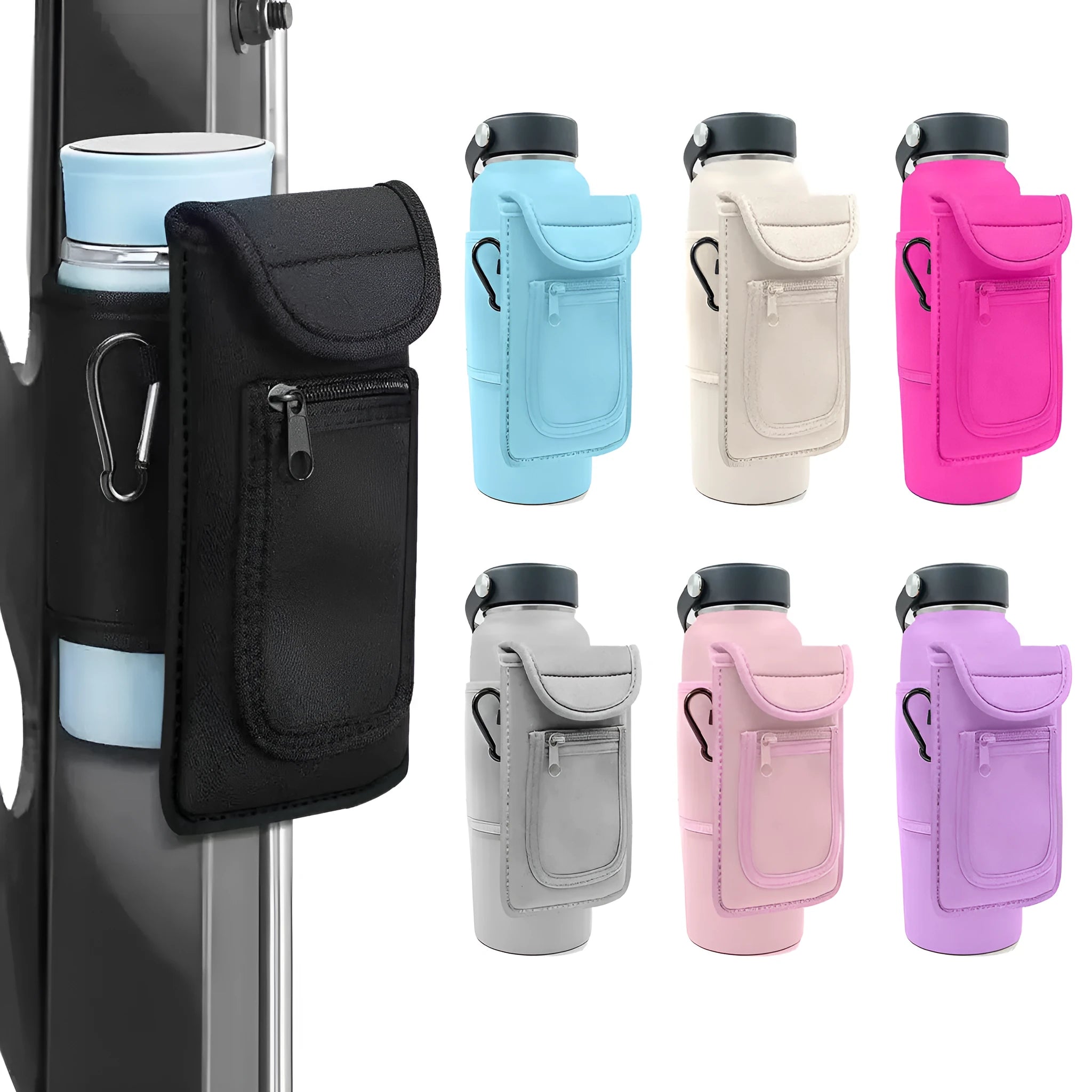 Cloth kettle sleeve for outdoor sports with magnetic or carabiner fastening in various colours