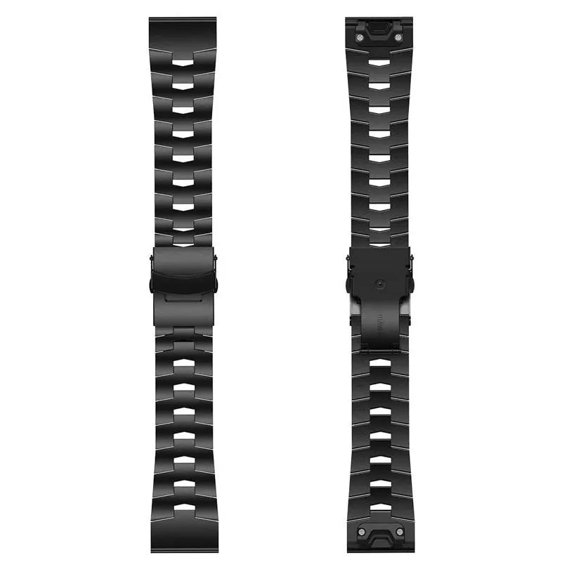Garmin Jiaming Fenix compatible watch strap in silver, black, and titanium colour for 22mm and 26mm watches.