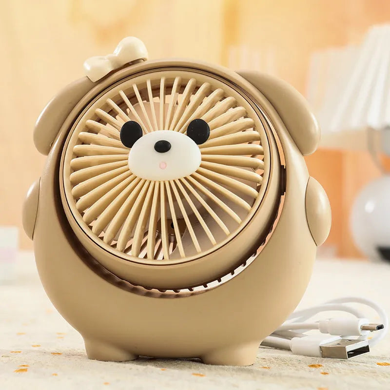 Cute dog design USB desktop electric fan with plastic housing in various colour options