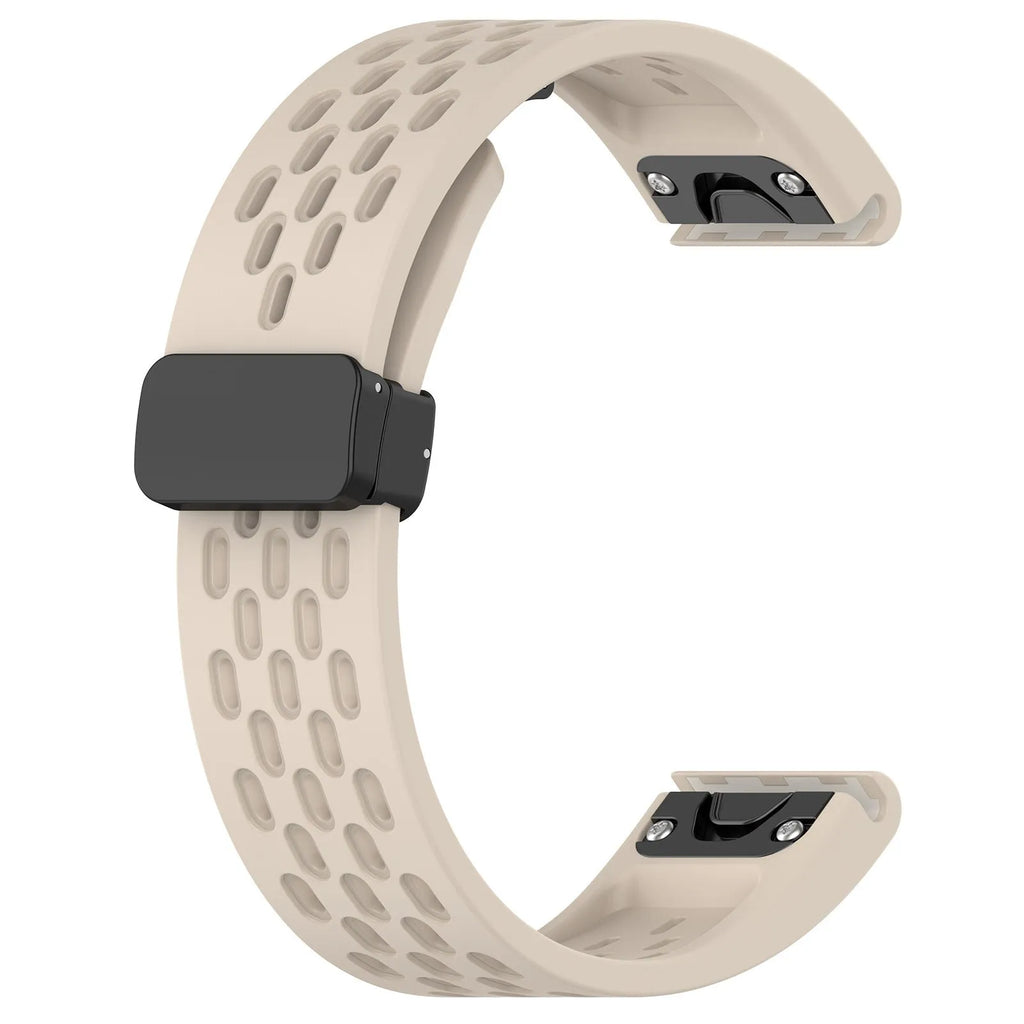 Garmin Fenix quick release porous watch strap in multiple colours showing 20mm, 22mm, and 26mm size options.