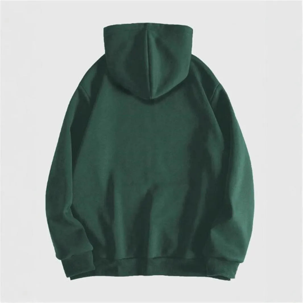 Men's black hooded sweatshirt with skull hot stamp pattern and long sleeves