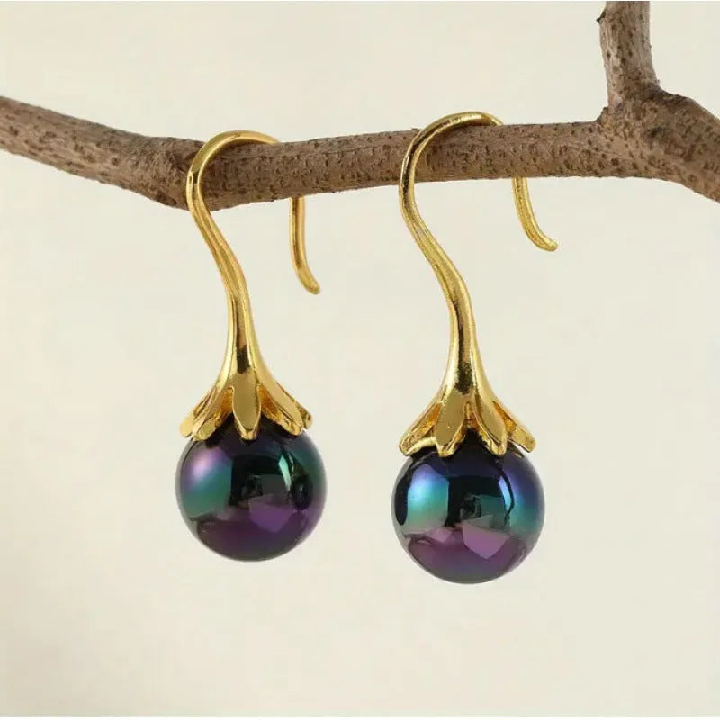 Gold electroplated retro fashion women's earrings with personalised creative design elements