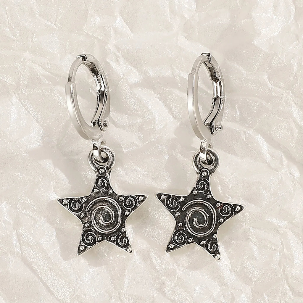 Women's alloy earrings with drip oil finish in cross, heart, and cat designs