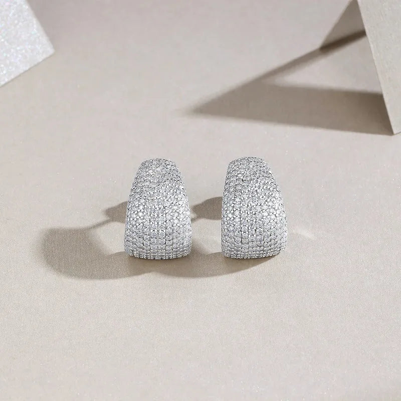 Geometric sterling silver commuter earrings with S925 alloy studs in gift box