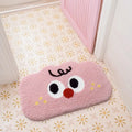 Cartoon anime clouds design bath mat in green, blue, pink, black, or white, available in three sizes.