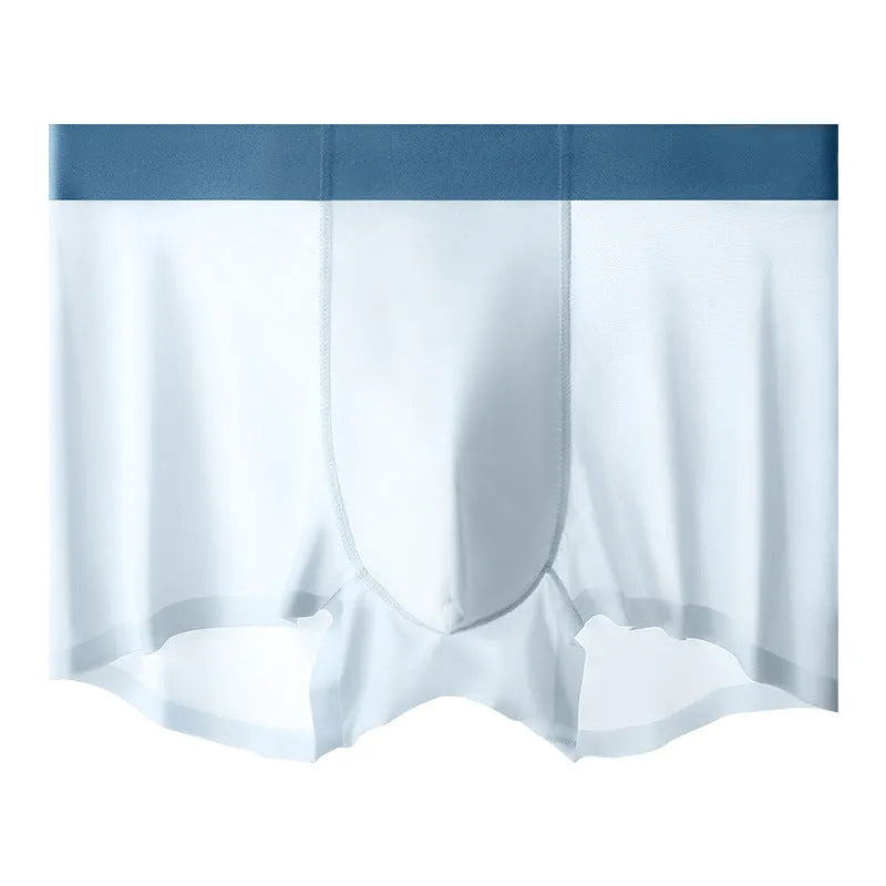 Men's ice silk shorts in bean green with a seamless mid-waist design