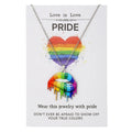 Stainless steel necklace and bracelet set with coloured inspirational printing on the pendants.