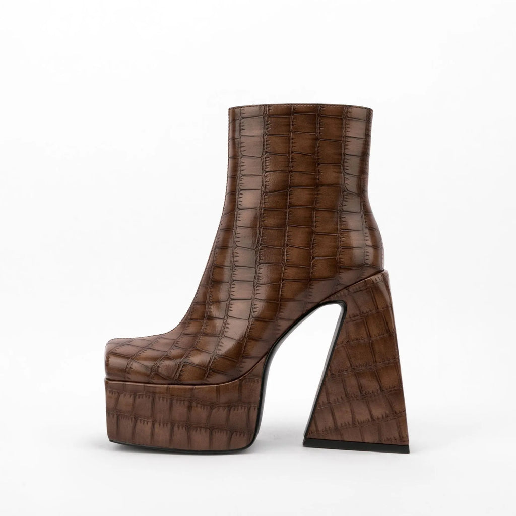 Women's artificial PU ankle boots with super high heel in solid colour options