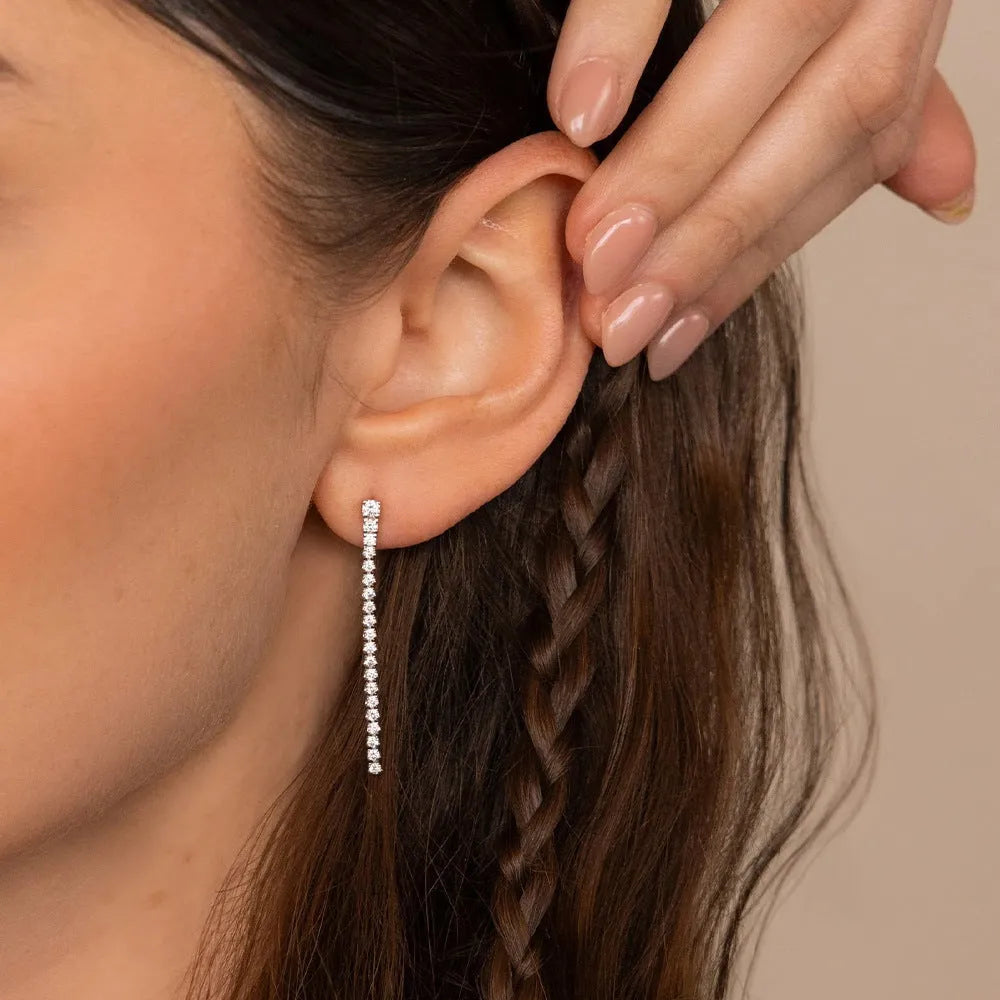 Stainless steel geometric zircon earrings with Chinese style elements in gold colour